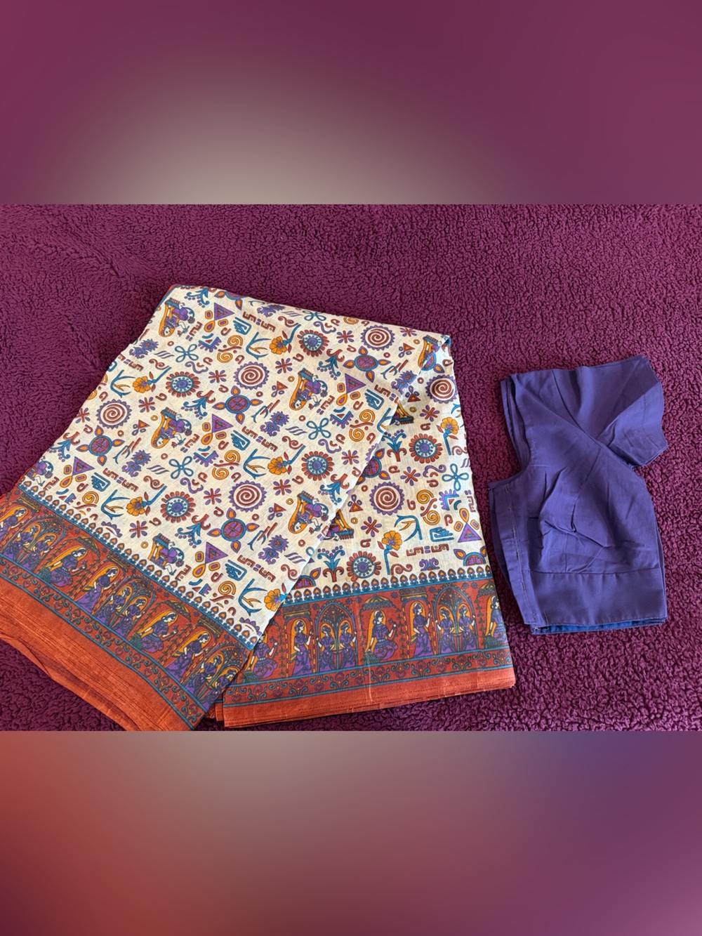 Bhagalpuri cotton blend Saree+blouse,fall NEW